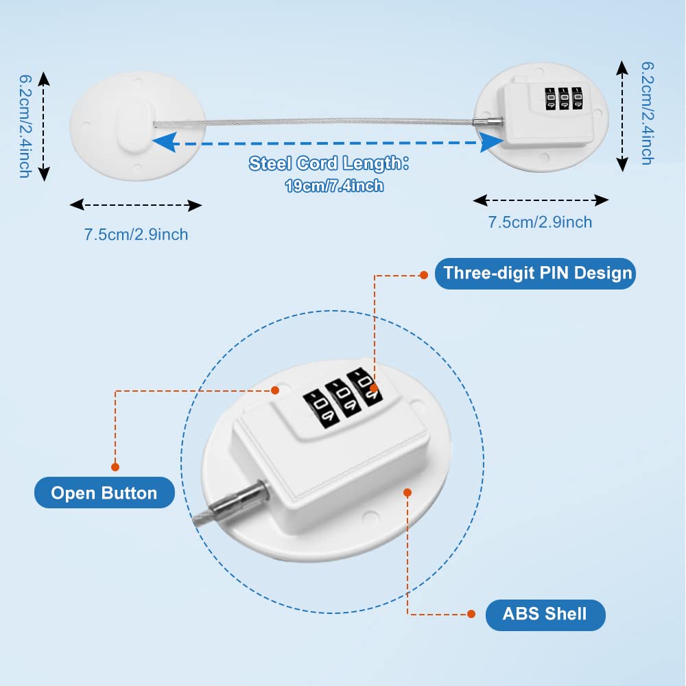 AOSITE Child Proof Fridge Lock, 2-Pack Keyless Digital Combination Lock | No-Drill Adhesive Safety Latches for Freezer & Refrigerator Doors, Prevent Kids Opening (White Refrigerator Lock Combination)