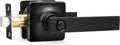 GOBEKOR 3 Pack Privacy Door Levers & Handles with Lock - Square Black Lever Door Handles for Bedroom & Bathroom