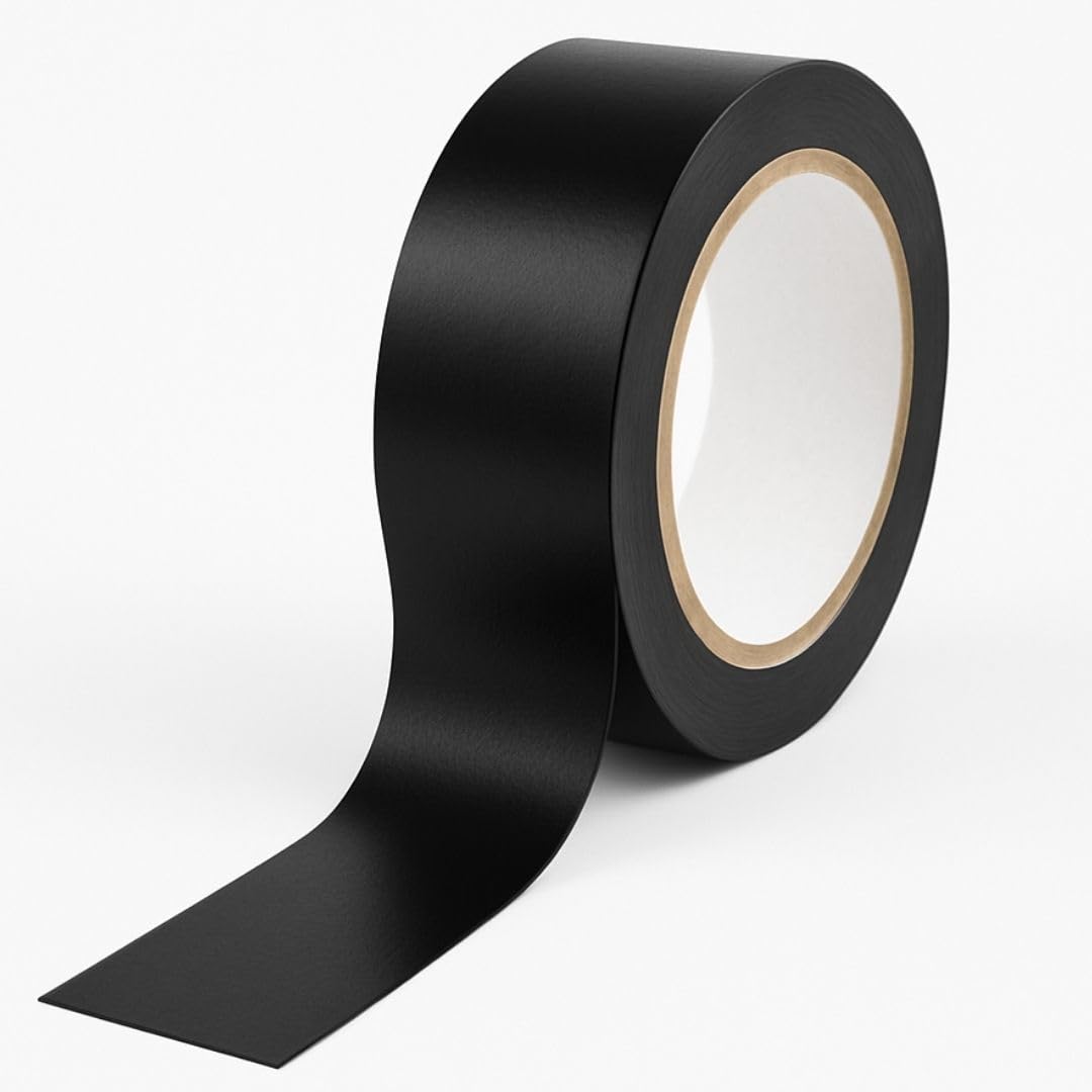 GTSE 2 inch x 108 ft Black PVC Vinyl Floor Tape, Safety Marking Tape, 6 mil Thick, Suitable for Dance Floors, Gyms, Warehouses, Sports Facilities