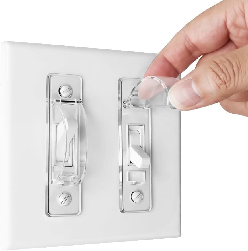 Wall Switch Guard, ILIVABLE Child Proof Light Switch Plate Covers Protects Your Lights from being Accidentally Turned On or Off by Children and Adults (Clear, 4 Pack)