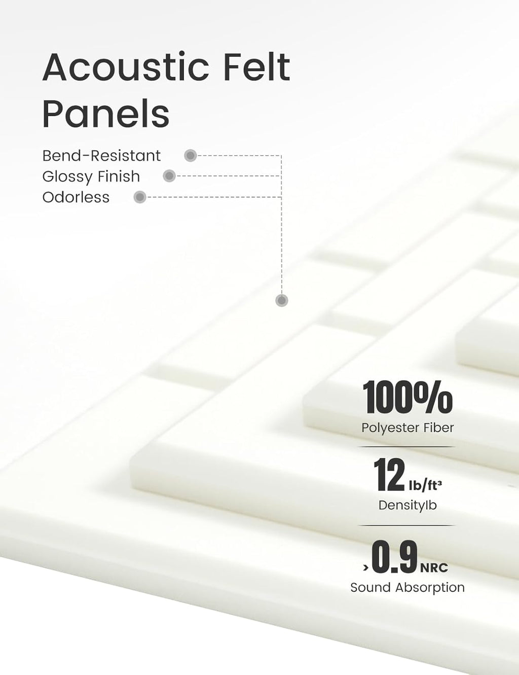 Felt Bulletin Board Tiles Large 36" x 24"Cork Board Alternative-6 Pack with 40 Adhesive Tabs, Thick Slat Wall Panels for Office Decor, Push Pin Board Wall Organizer Alternative - Milky White