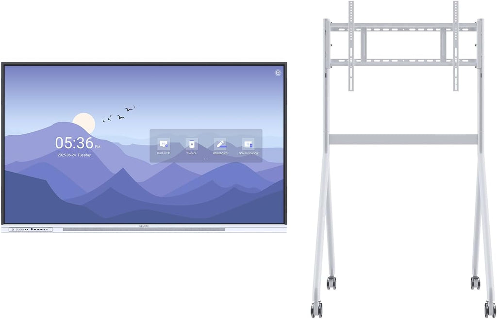 Smart Board with Mobile Cart, 65 Inch Digital Whiteboard for Classroom and Office, NewBoard 4K Interactive Whiteboard with Google EDLA-Certified, Android 14, 8+64 GB, Google Play