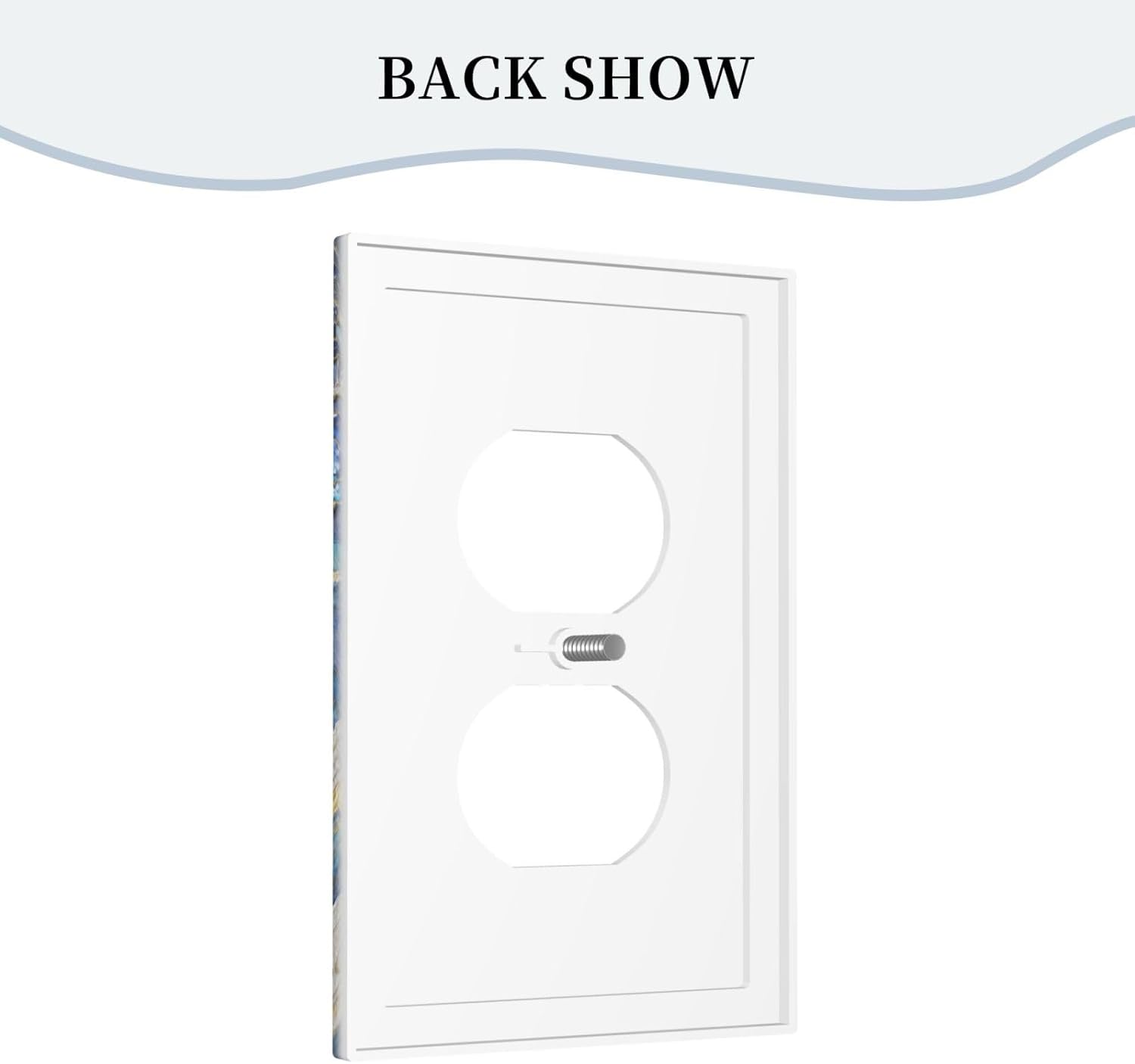 Decorative Outlet Covers Blue White Flower Gold Line Cloud 1 Gang Duplex Light Switch Cover Plate Unique Wall Plates for Electrical Outlets Switch Plate Covers for Bedroom Home Decor