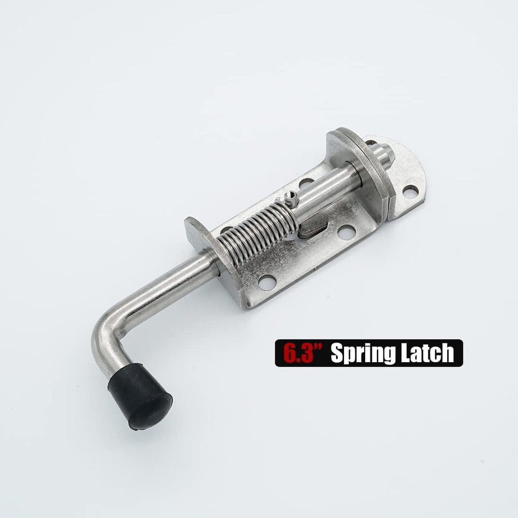 JQK Spring Loaded Barrel Bolt Latch, Heavy Duty 304 Stainless Steel Thickened 3mm Door Lock, 6.3 Inch Brushed Finished, HSB410-P2