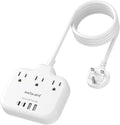 Type G Adapter for Travel,meta-ant US to UK Travel Adapter with 3ft Extension Cord,3 Outlets 4 USB(2 USB-C), Type G UK Ireland Travel Plug Adapter to British Scotland England London Hong Kong Dubai