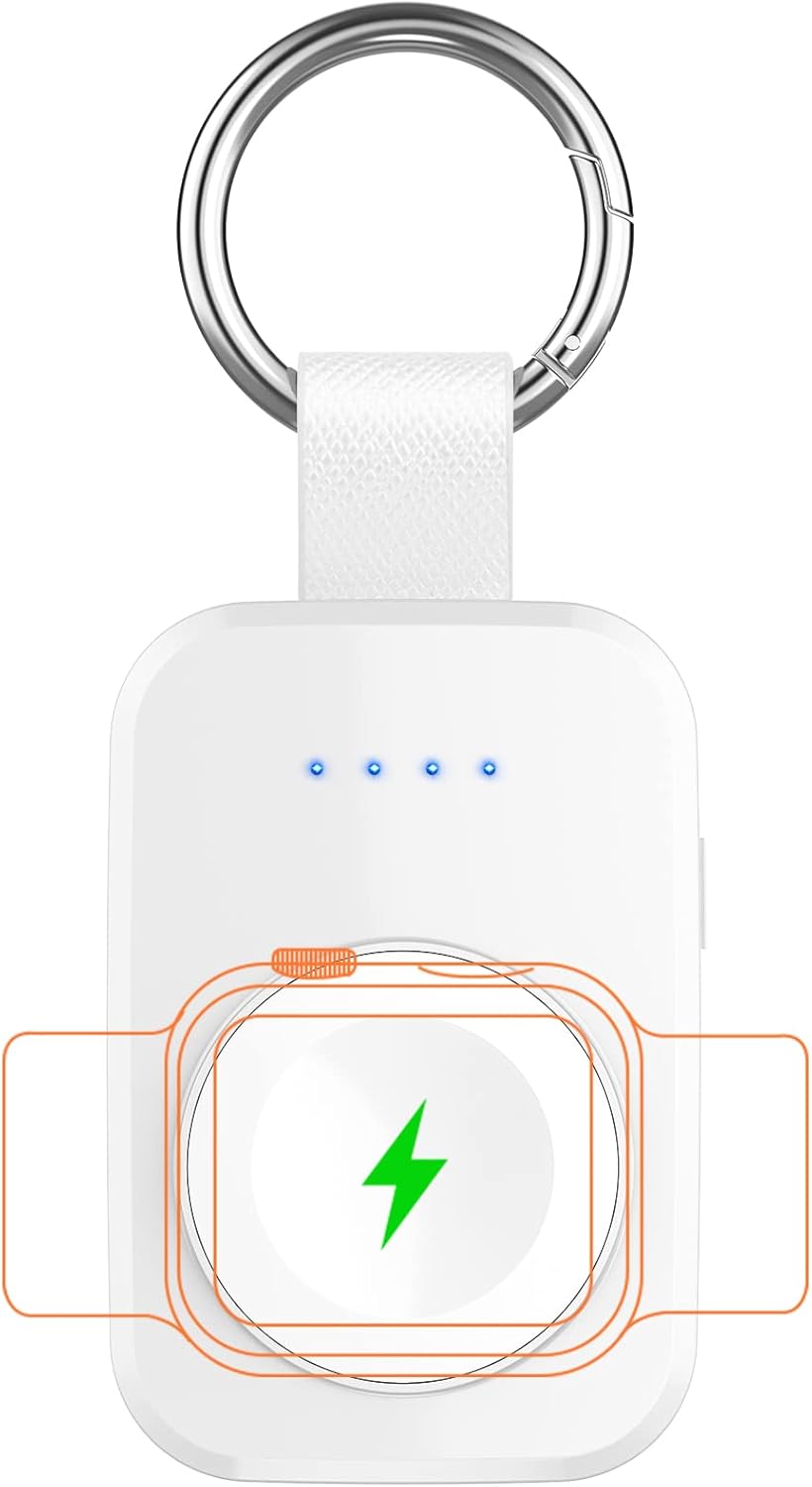 i.VALUX Portable Wireless Charger Compatible for Apple Watch Series 11/10/9/8/UItra/7/6/5/4/3/2/SE,Compact Magnetic iWatch Charger 1000mAh Power Bank Keychain Style for Mother Girl Birthday-White