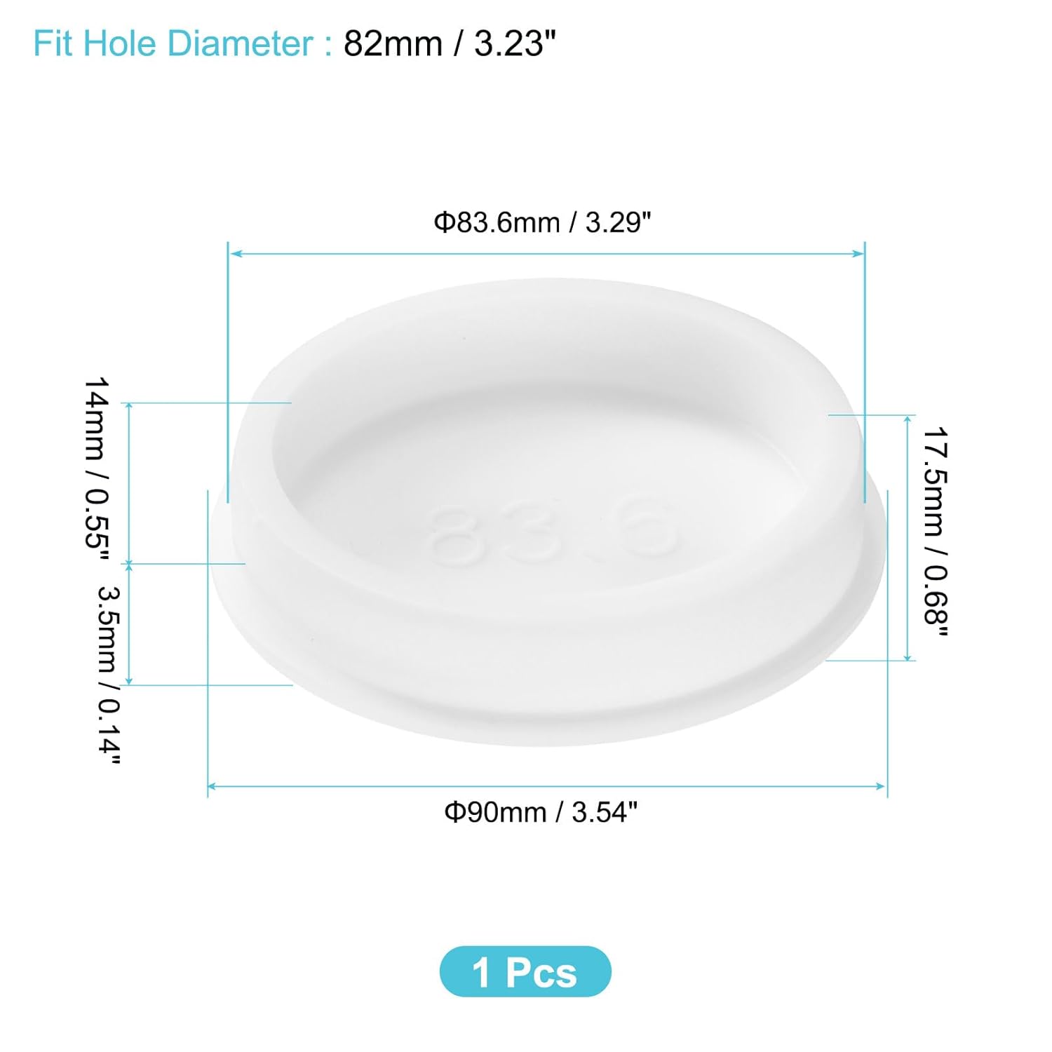 uxcell 1Pcs Silicone Hole Plug, Waterproof Round Rubber Stoppers Bottle Seal Plugs Tube Pipe End Caps for 82mm/3.23" Hole for Bathtub Bottle, White