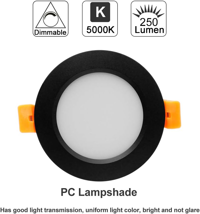 YGS-Tech 2 Inch LED Recessed Lighting, Dimmable Downlight 3W(35W Halogen Equivalent), CRI80, 5000K Daylight White Ceiling Light with LED Driver(4 Pack)