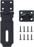 Alise Door Lock Hasp Latch,4 Inch SUS 304 Stainless Steel Safety Packlock Clasp Hasp Lock Latch with Fixing Screw for External Doors Window Cabinet Pet Cage, Black,MS99-B