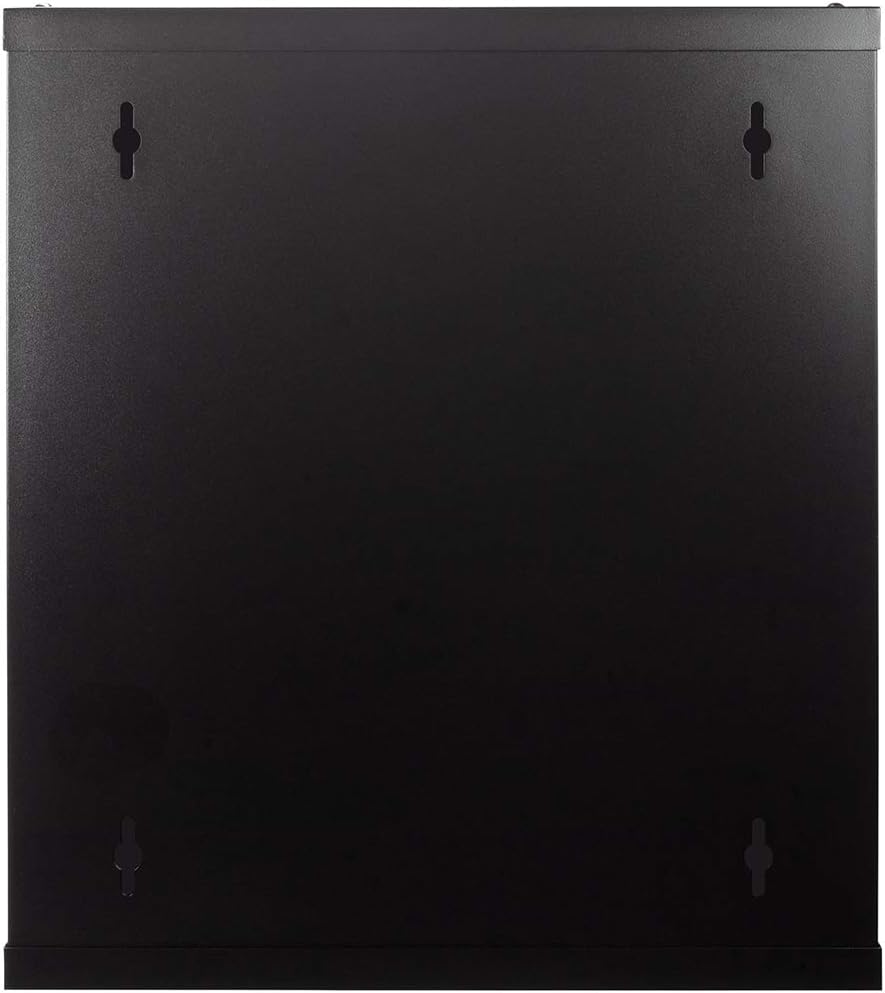 NavePoint 12U Server Rack Enclosure with Glass Door, Cooling Fan, Locks, & Removable Side Panels - 12U Wall Mount Network Cabinet 19 Inch Rack 17.7" Deep (450mm)