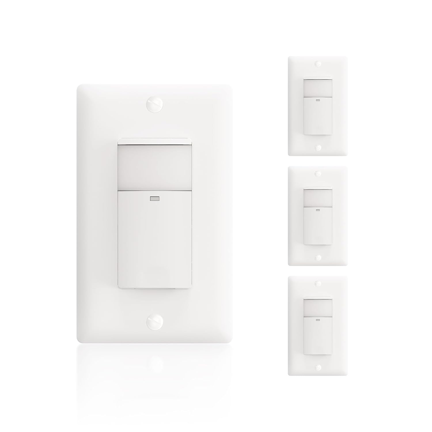 ECOELER PIR Motion Sensor Light Switch, Occupancy Motion Detector Wall Switch with Sensitivity & Delay Adjustable, Neutral Wire Required, Single Pole, for Hallway, Bathroom, Storage Room, 4 Pack