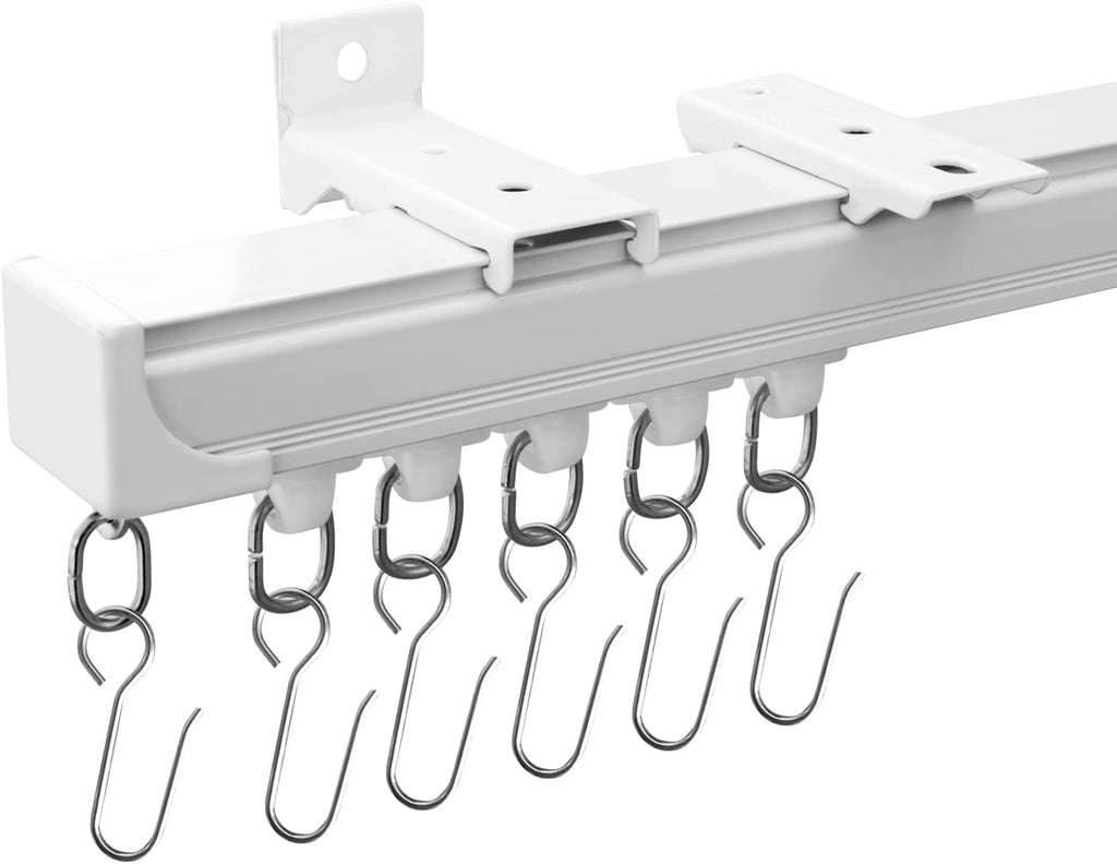 Curtain Tracks Ceiling Wall Mounted Heavy-Duty Curtains Rails Room Divider Curtain Track for Living Room Bedroom Room Shower Divider White 3 ft To 15 ft