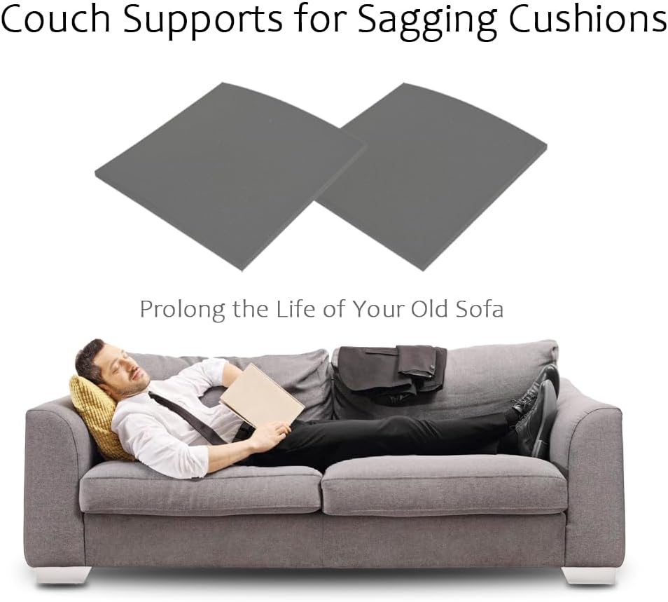 Couch Cushion Supports for Sagging Seat 22'' x 22'' High Density 40D Curved Foam Sofa Cushion Support Under The Saggy Pads Firmer Foam Lifters for Saggy Couch (Grey (Set of 2), 22 Inch * 22 Inch)