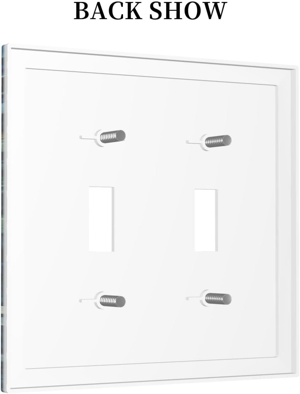 White Flowers Green Leaves Light Switch Covers Double Toggle 2 Gang Wall Plate Dual Decorative Switchplate Electrical Faceplate for Farmhouse Living Room Decor