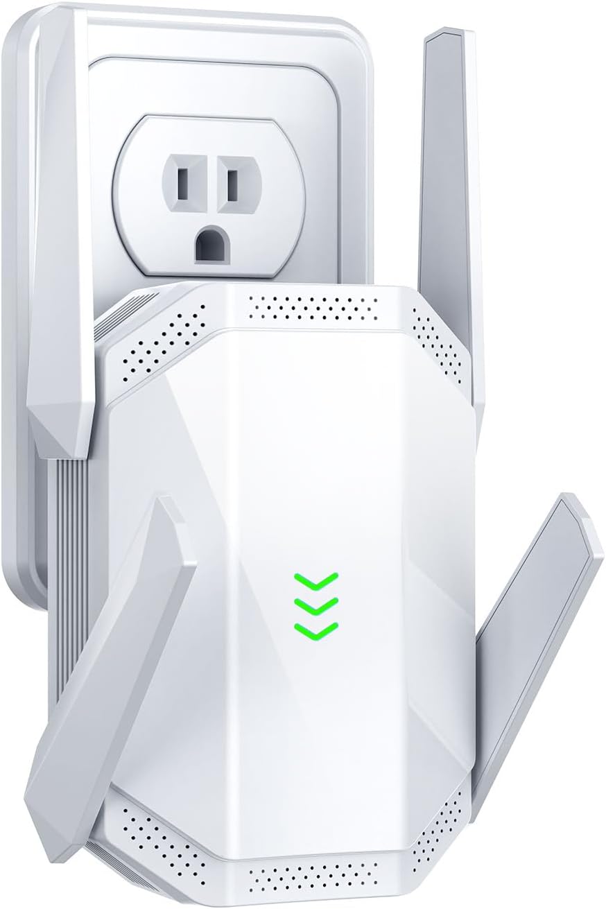 WiFi Extender Signal Booster, Dual Band Long Range Covers Up to 20000 Sq.Ft, Internet Booster for Home & Outdoor, Works with All Router, with Ethernet Port, Quick Setup WiFi Repeater