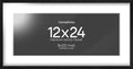 Homeforia 12x24 Black Wood Picture Frame, High End Oak 12x24 Poster Frames with Mat 8x20 Photo, 12 x 24 Black Wooden Frames Matted to 8 by 20, 24x12 Panoramic Frame, Tempered Glass, Wall Kit, Set of 1