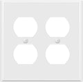 ENERLITES Double Duplex Receptacle Metal Wall Plate, Corrosion Resistant, Standard Size 2-Gang 4.50" x 4.57", Powder Coated Stamped Steel, 7722-WG, White Gloss