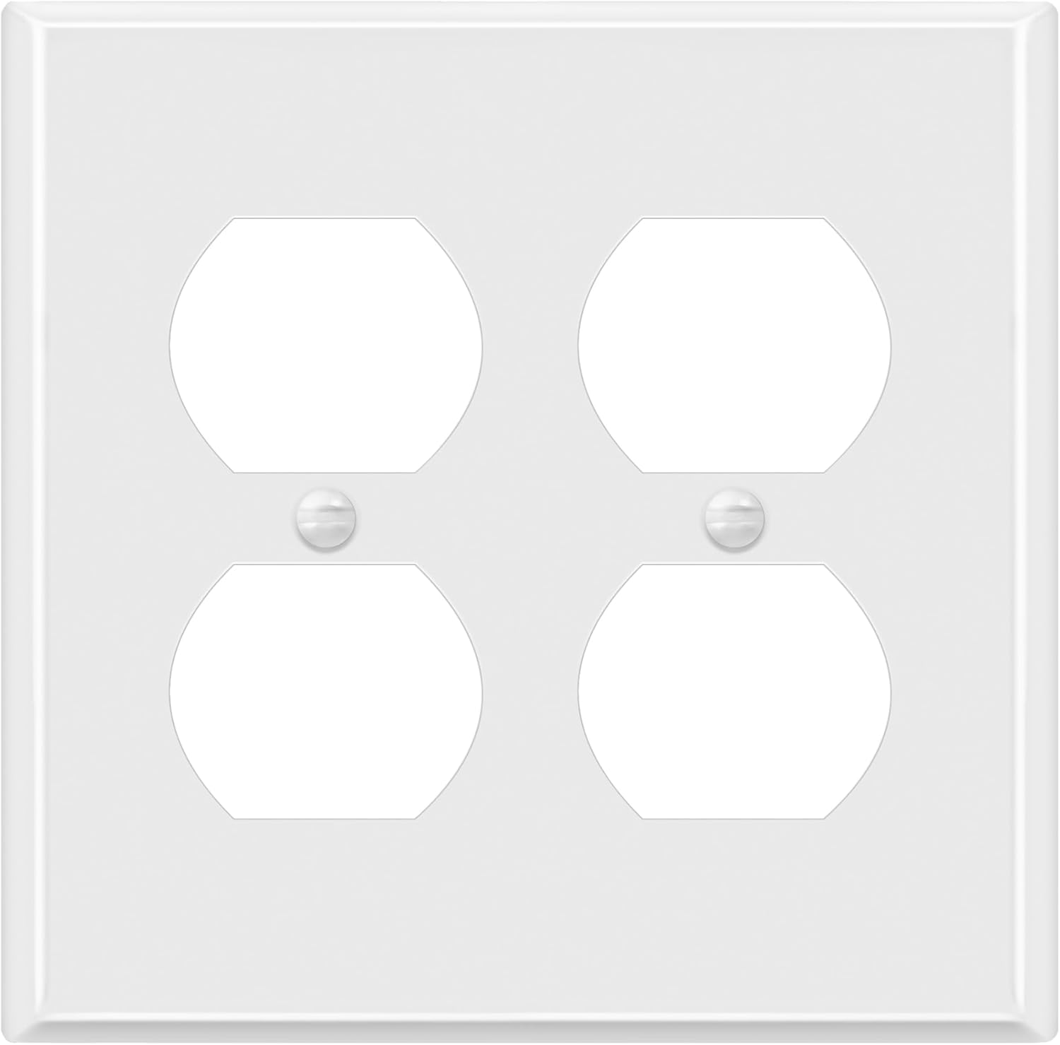 ENERLITES Double Duplex Receptacle Metal Wall Plate, Corrosion Resistant, Standard Size 2-Gang 4.50" x 4.57", Powder Coated Stamped Steel, 7722-WG, White Gloss