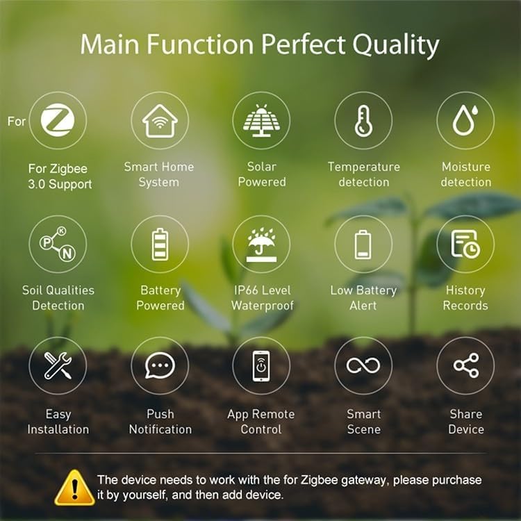 Plant Monitor Soil Test Kit,Flower Care Soil Tester For Zigbee Smart Plant Intelligent Sensor Plants Detector For Light Fertility Temperature
