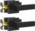 Passage Door Lever, Matte Black Interior Door Handles for Hallway& Closet Heavy Duty Non-Locking Lever Sets Keyless Door Knobs Lockset for Right & Left Side Door, 2 Pack
