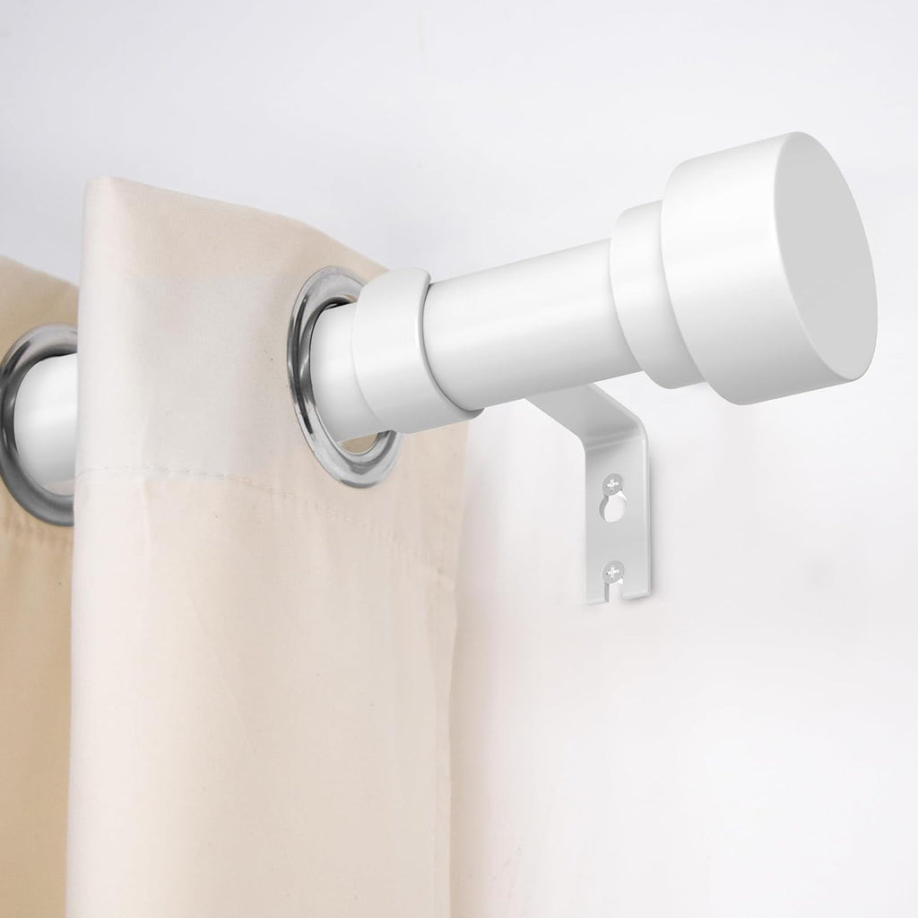 Curtain Rods for Windows 28 to 48, 1 Inch Adjustable White Heavy Duty Curtain Rod, Modern Style Indoor Outdoor Drapery Rods with End Caps, Size 32" - 60"