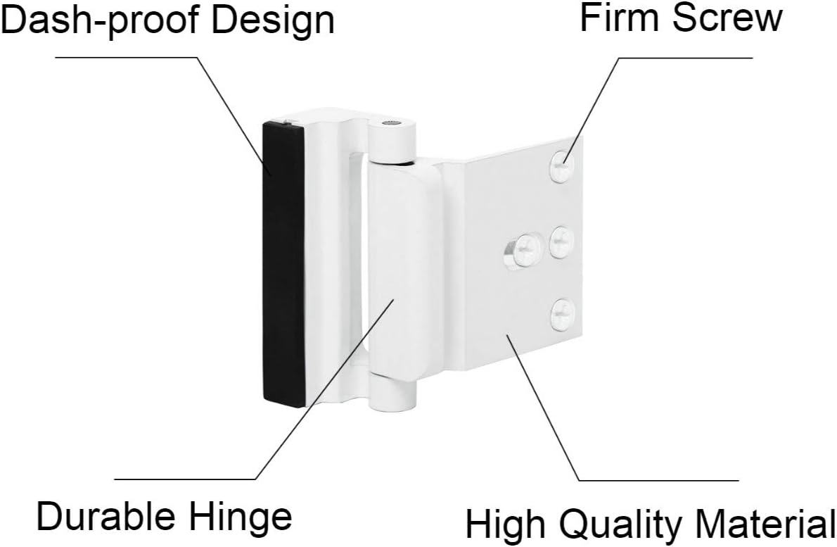 Door Reinforcement Lock with Screws, Add Extra Home Security Door Latch Safety Childproof Door Lock for Inward Swing Door Night Lock Withstand 800 Lbs (2 Pack)