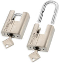 J45S keyed Alike Padlocks, Heavy Duty Stainless Steel Shackle Lock, 6 Keys, Waterproof and Rustproof Storage, Warehouses, Garage, Outdoors, 2-Pack