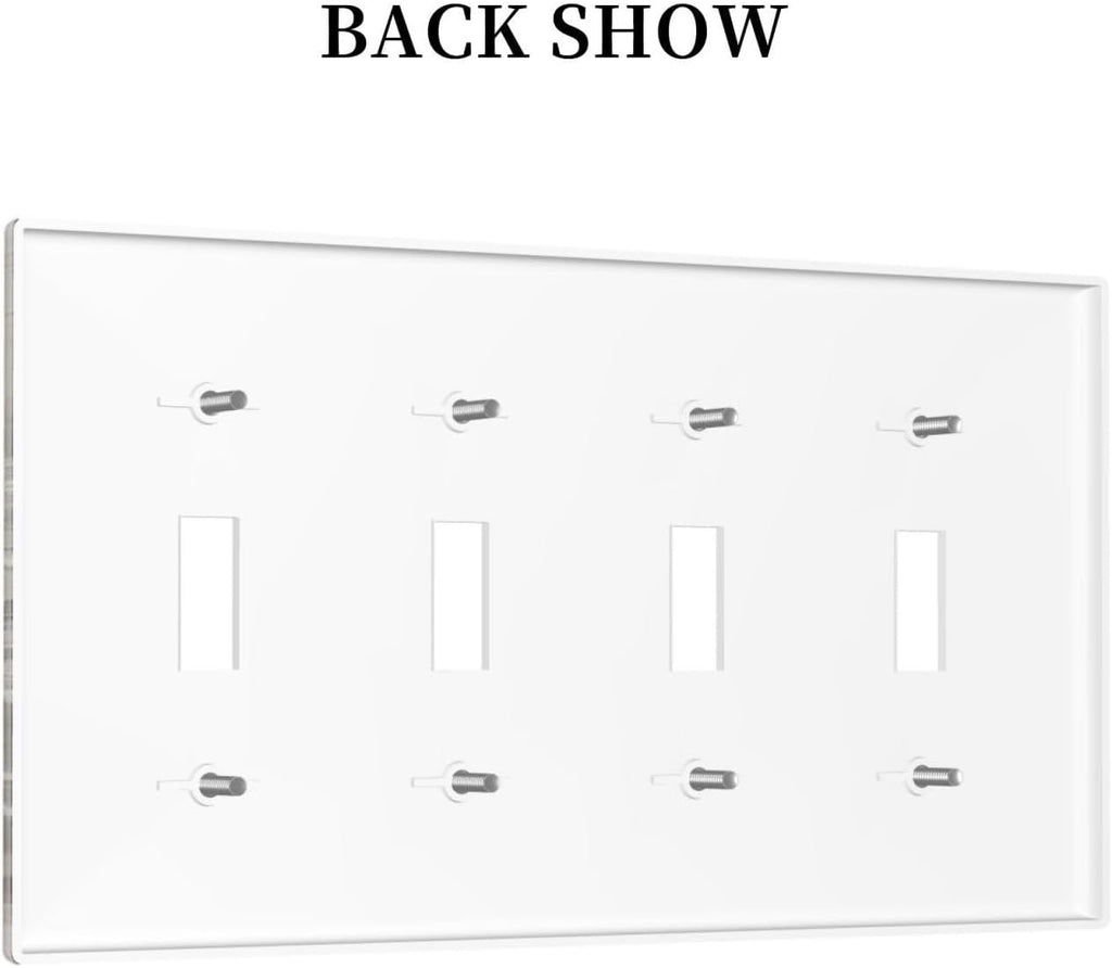 Light Switch Covers Vintage Rustic Floral White Daisy Flower Oil Painting Style Quad Toggle Electrical Faceplate 4 Gang Wall Plate Decorative Switch Plates for Home Farmhouse Decor
