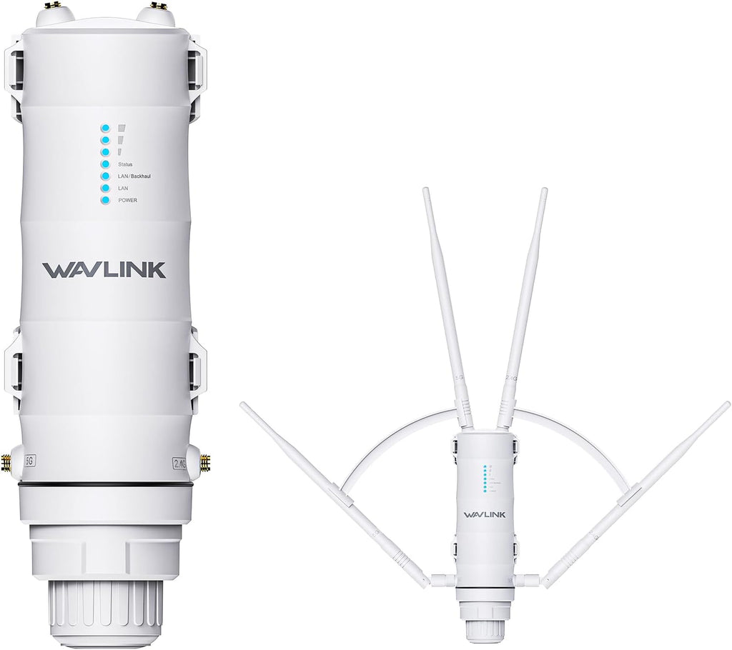 WAVLINK AC1200 Outdoor Long Range Weatherproof WiFi Extender/Wireless Access Point with Passive POE, Dual Band 2.4G+5G, 4x7dBi Omni Directional Antennas,Supports Router/AP/Repeater/Mesh Modes