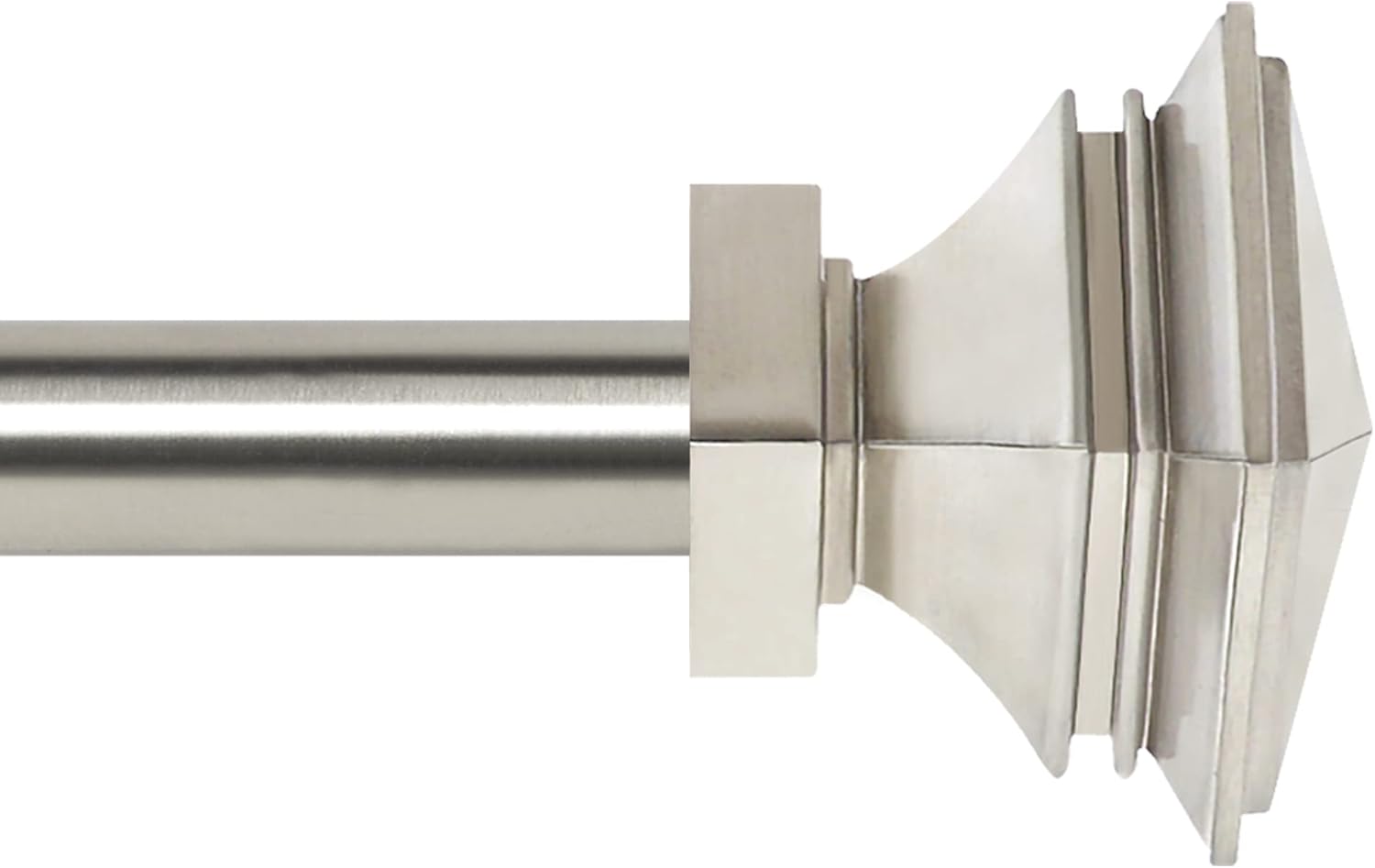 Deco Window 1 Inch Adjustable Satin Silver Curtain Rod for Windows & Doors Curtains with Square Finials & Brackets Set - 36" to 66"