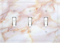 Decorative Switch Plates Pink Jade Marble Granite 3 Gang Wall Plate Triple Toggle Light Switch Cover Faceplate Electrical Wall Panels For Bathroom Kitchen Decor