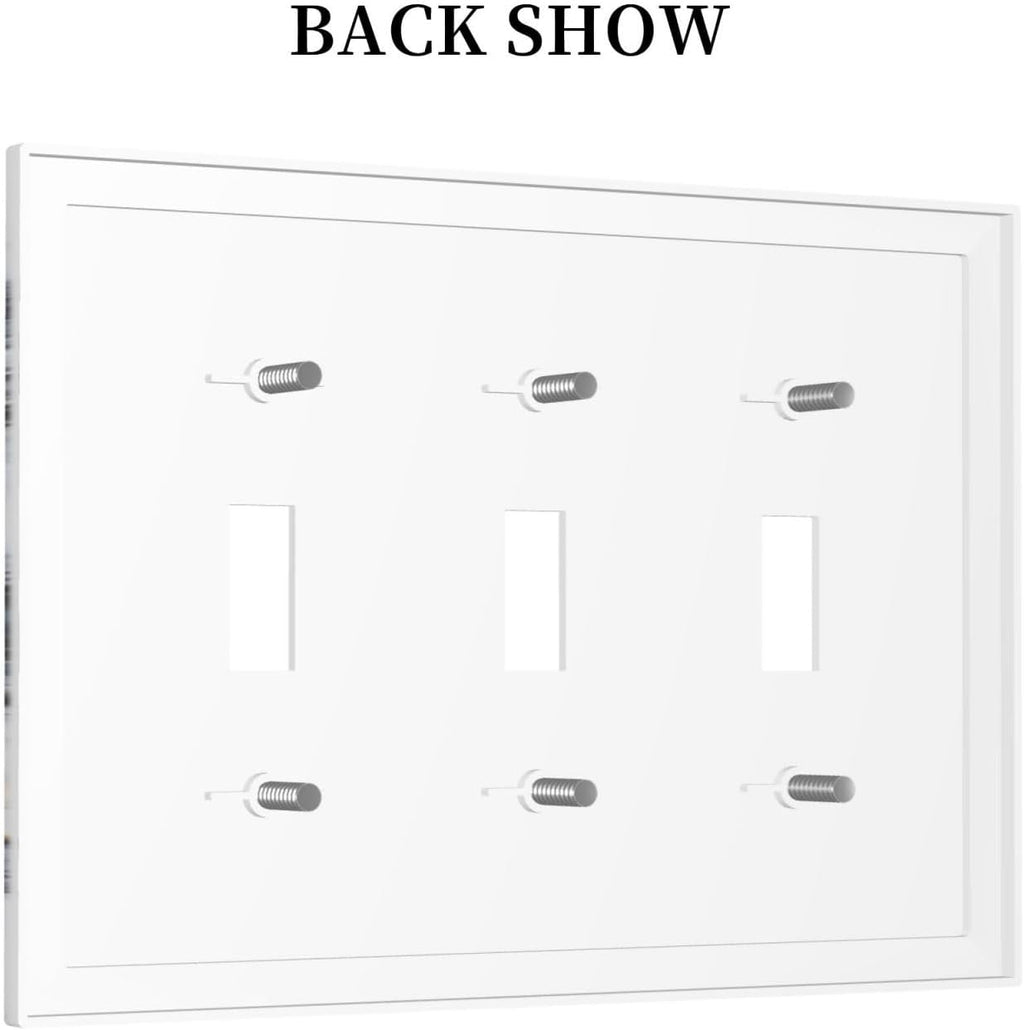 Decorative Light Switch Cover Plate Black Gold Marble Abstract Modern Luxury 3 Gang Wall Plate Triple Toggle Switch Plate Covers Electrical Outlet Cover for Bedroom Home Decor