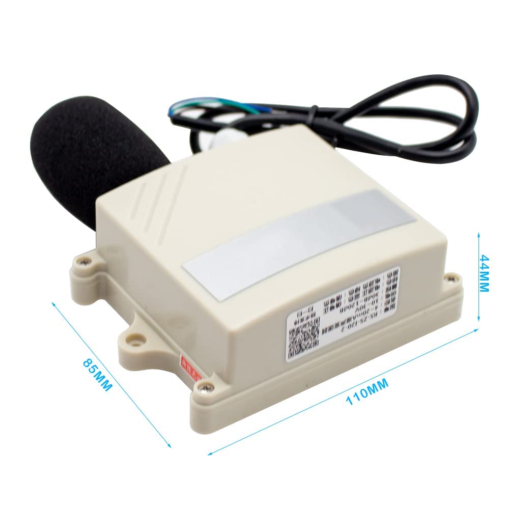 IP65 Noise Meter Sensor, Environmental Noise Online Monitoring Meter Noise Transmitter Decibel Detector Sound Level Meter 30-120DB (Output Signal 0-10V)