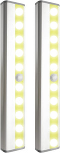 Motion Sensor Closet Lights, LED Cordless Under Cabinet Lighting, Wireless Stick-on Anywhere Battery Operated 10 LED Motion Sensor Night Light, Safe Lights for Cabinet Wardrobe Stairs (2 Packs)