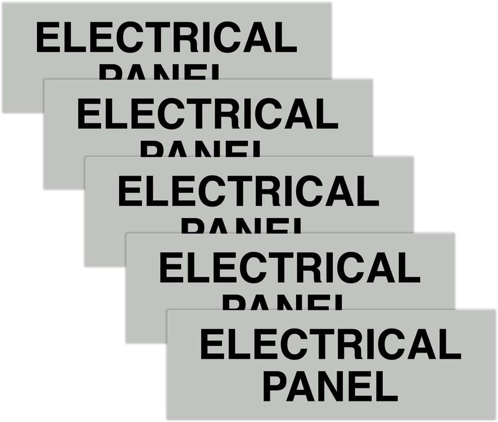 All Quality Basic Electrical Panel Sign - Fire Regulation Safety Compliance Sign - Lt Gray - Large (5 Pack)