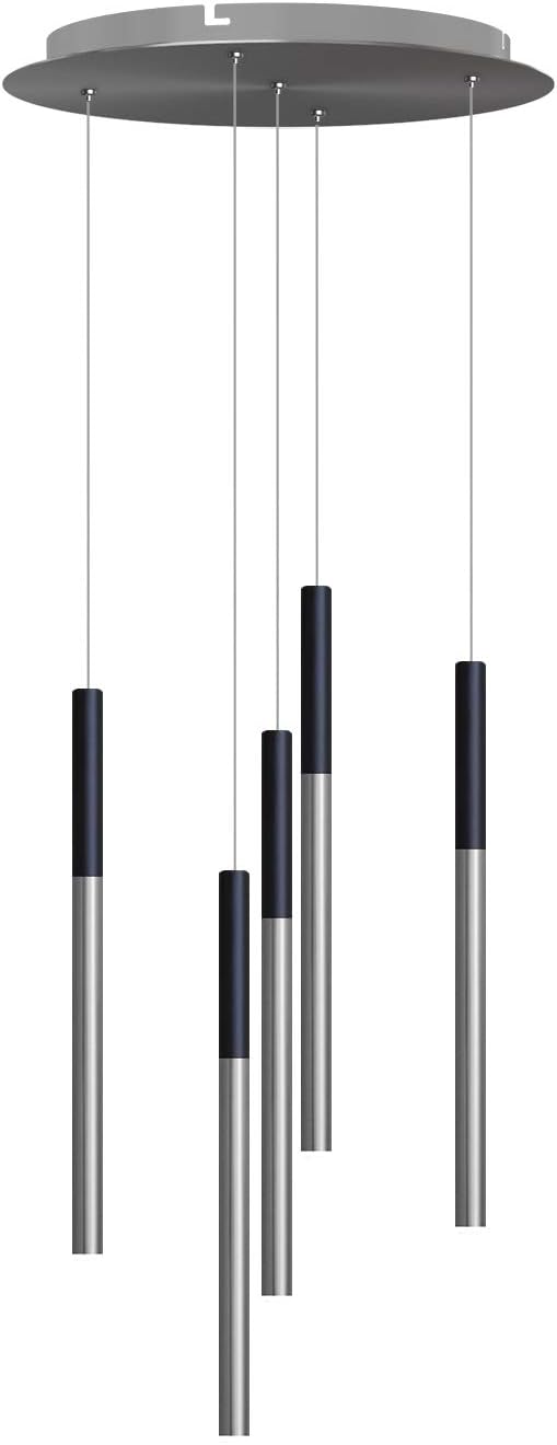 ALTAIR 5 Mini Pendant Lighting Black-Nickel - LED Hanging Light Fixture for Kitchen Island, Bar, Foyer - Cluster Pendants - Dimmable, Adjustable Wire, Lamp Bulb Included