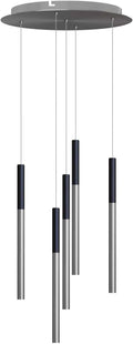 ALTAIR 5 Mini Pendant Lighting Black-Nickel - LED Hanging Light Fixture for Kitchen Island, Bar, Foyer - Cluster Pendants - Dimmable, Adjustable Wire, Lamp Bulb Included