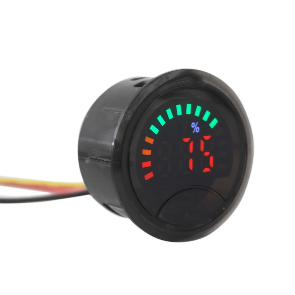 Battery Meter with LED Display, DC 7-100V Voltage Capacity Tester, 12V Digital Round Battery Monitor for Car, Golf Cart, RV, Truck, Boat, Motorcycle, Small Size