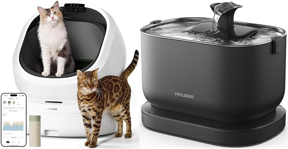 Bundle of PETLIBRO Upgrade Luma Automatic Cat Litter Box + Cordless Cat Water Fountain, AI Camera Waste Analysis, Triple Safety Protection Self Cleaning Litter Box, Odor Control in-App Usage Tracking