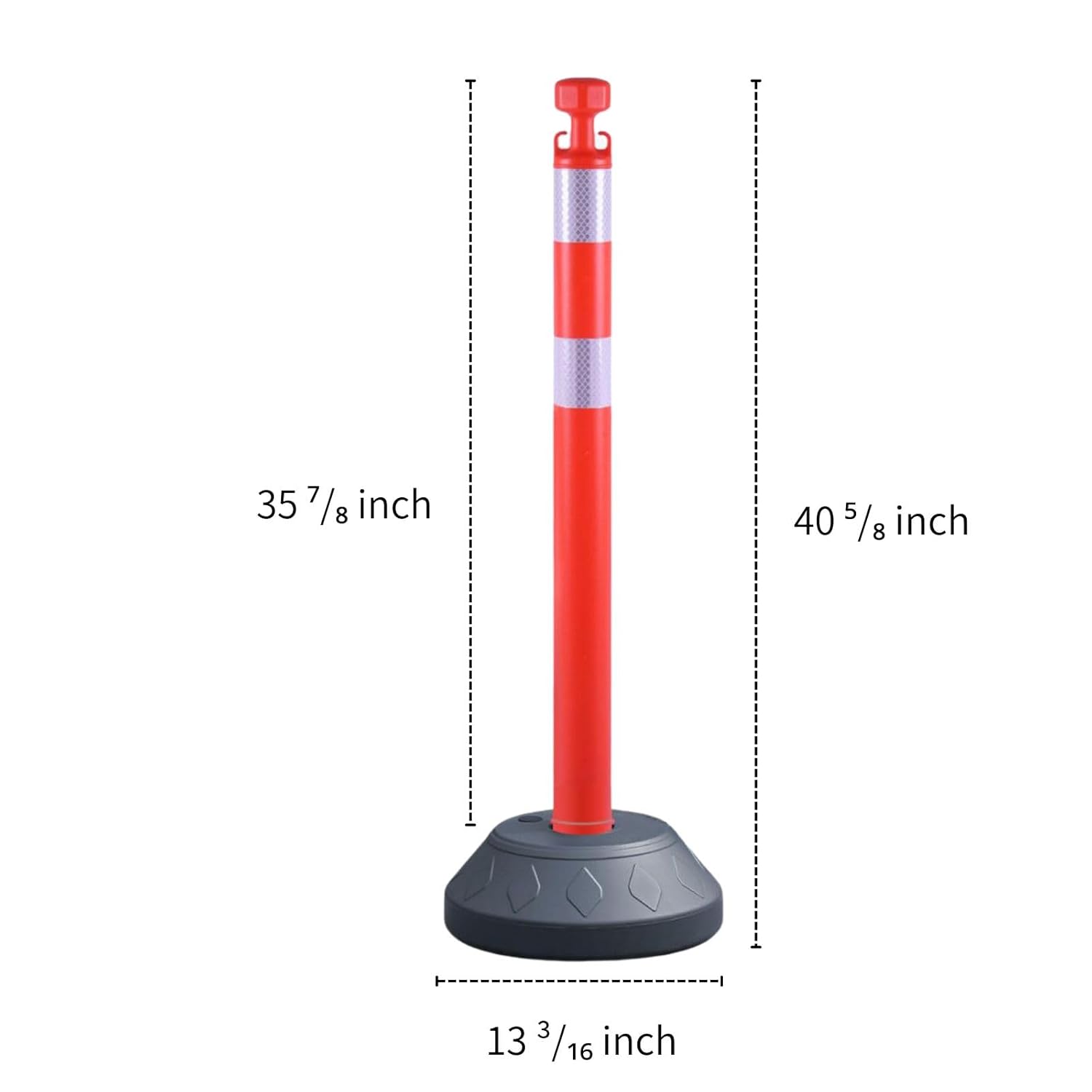 6 Pack Traffic Delineator Post Cones with Plastic Chain Crowd Control Barriers - Expandable 40" Traffic Control Cones, 6 x 6.6 Ft Chains for Indoor & Outdoor Use (Red-Water Filled Base)