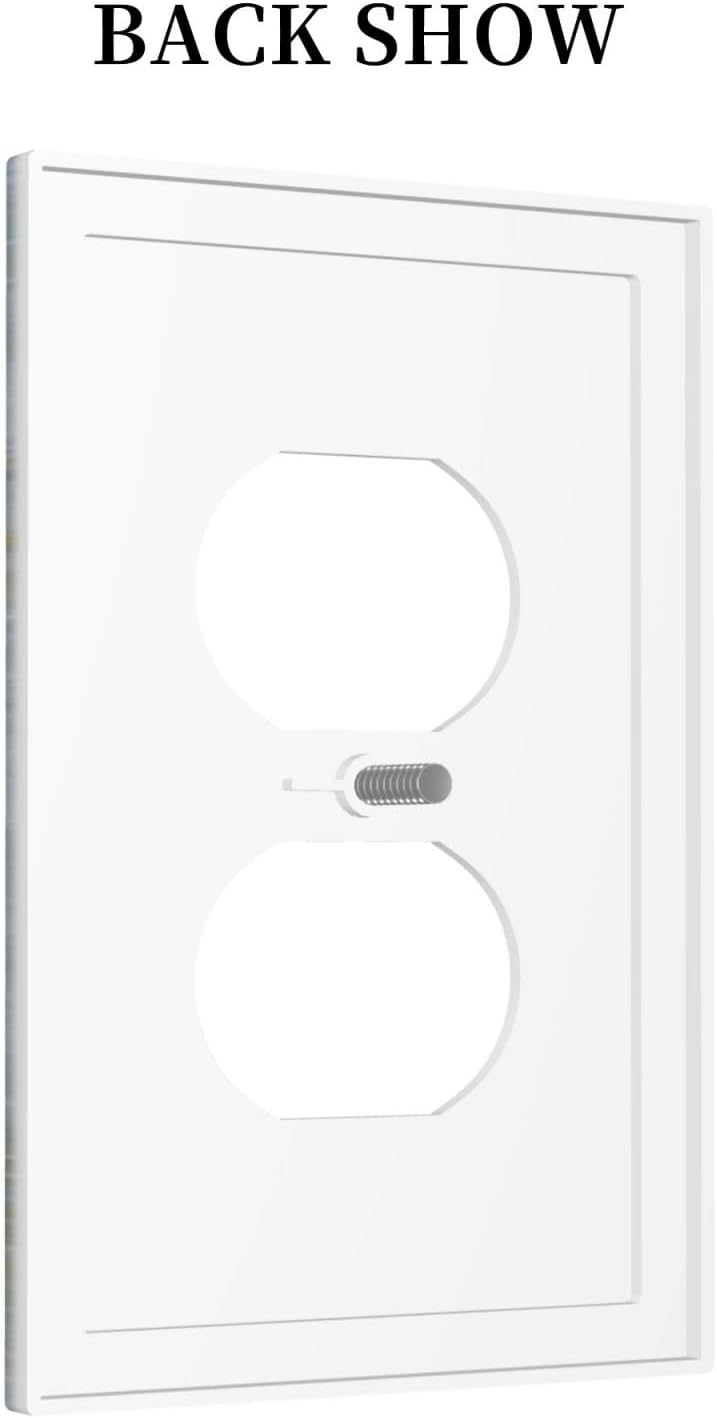 Outlet Covers Colored Art Marble Golden Line 1 Gang Duplex Light Switch Cover Decorative Switch Plates Electrical Receptacle Faceplate Wall Plate For Bathroom Kitchen Decor