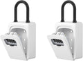 Portable Key Lock Box, Upgrade Clearly Visible Numbers, Lock Box Wall Mounted for House Key, 5 Key Capacity, Weatherproof Resettable Code (White, 2)