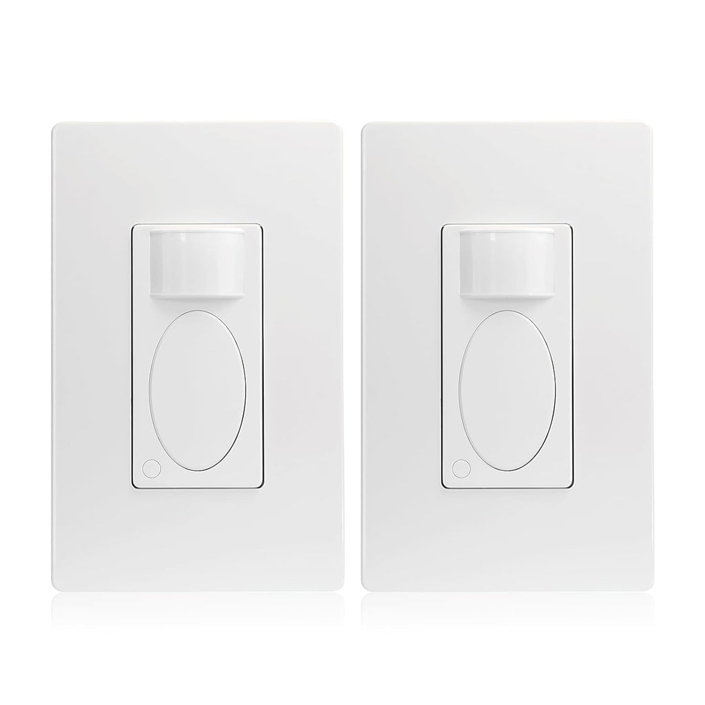 RAYZEEK 2 Pack PIR Motion Sensor Light Switch,Occupancy Sensor Switch | 5Amp | Sigle-Pole | No Neutral Required, Operable Without Ground Wire,PC Fireproof,UL Listed