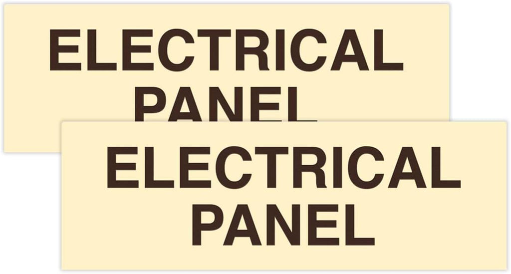 All Quality Basic Electrical Panel Sign - Fire Regulation Safety Compliance Sign - Ivory/Dark Brown - Medium (2 Pack)