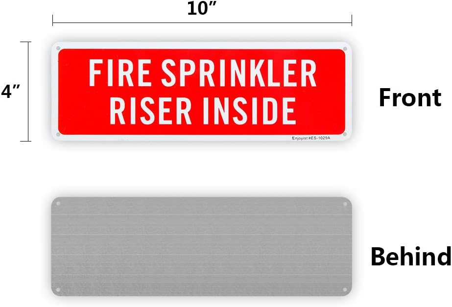 2 Pack Fire Sprinkler Riser Inside Sign, 12"x 4" .04" Aluminum Reflective Sign Rust Free Aluminum-UV Protected and Weatherproof