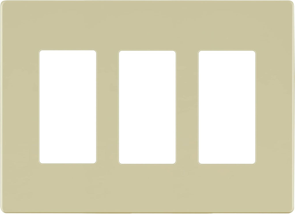 LIDER Matte Finish Decorator Switch Cover, Screwless Wall Plate, Mid-Size 3-Gang 4.88" x 6.77", Unbreakable Polycarbonate Thermoplastic, UL Listed, LSWP-33M-I, Ivory