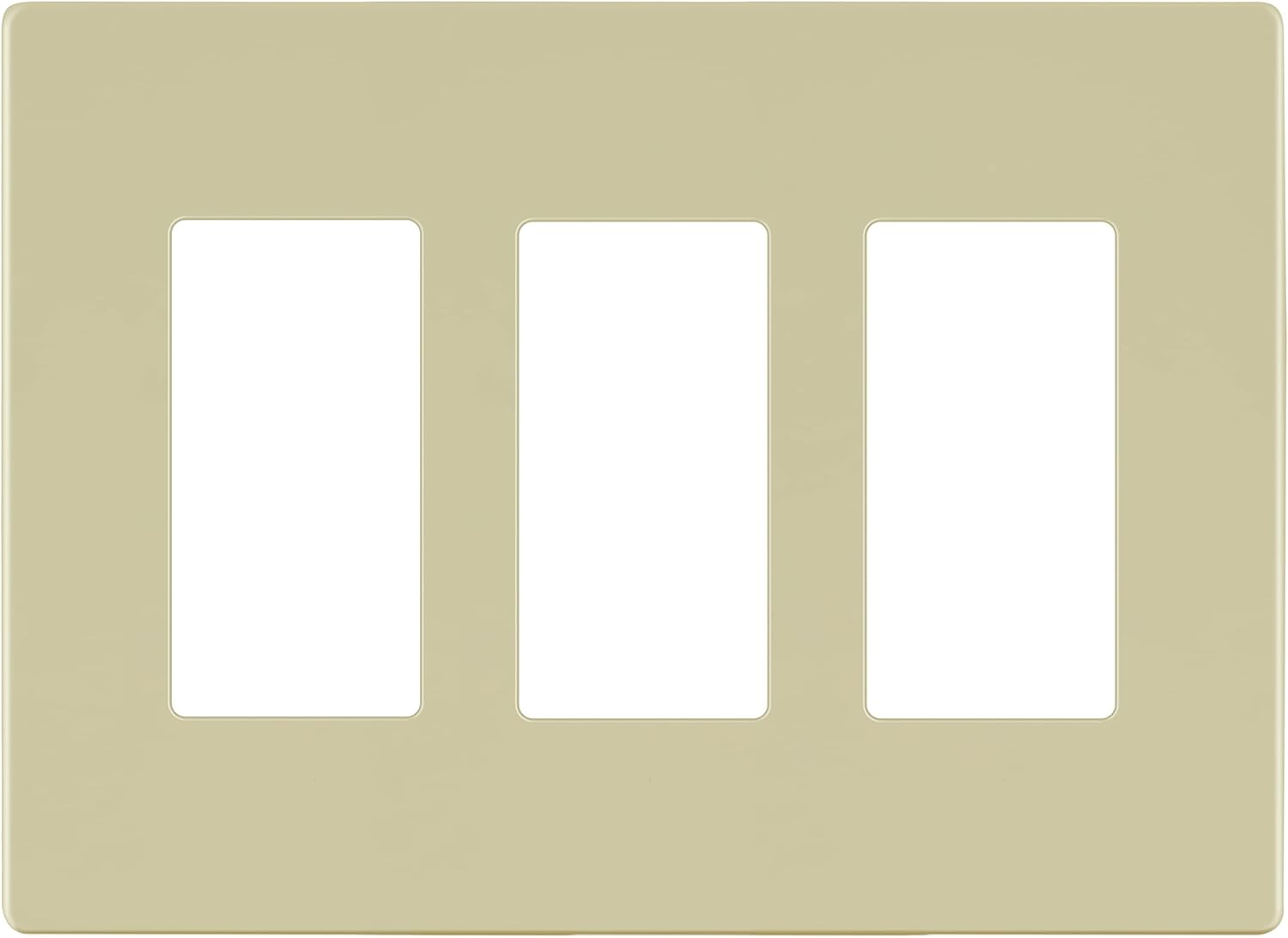 LIDER Matte Finish Decorator Switch Cover, Screwless Wall Plate, Mid-Size 3-Gang 4.88" x 6.77", Unbreakable Polycarbonate Thermoplastic, UL Listed, LSWP-33M-I, Ivory