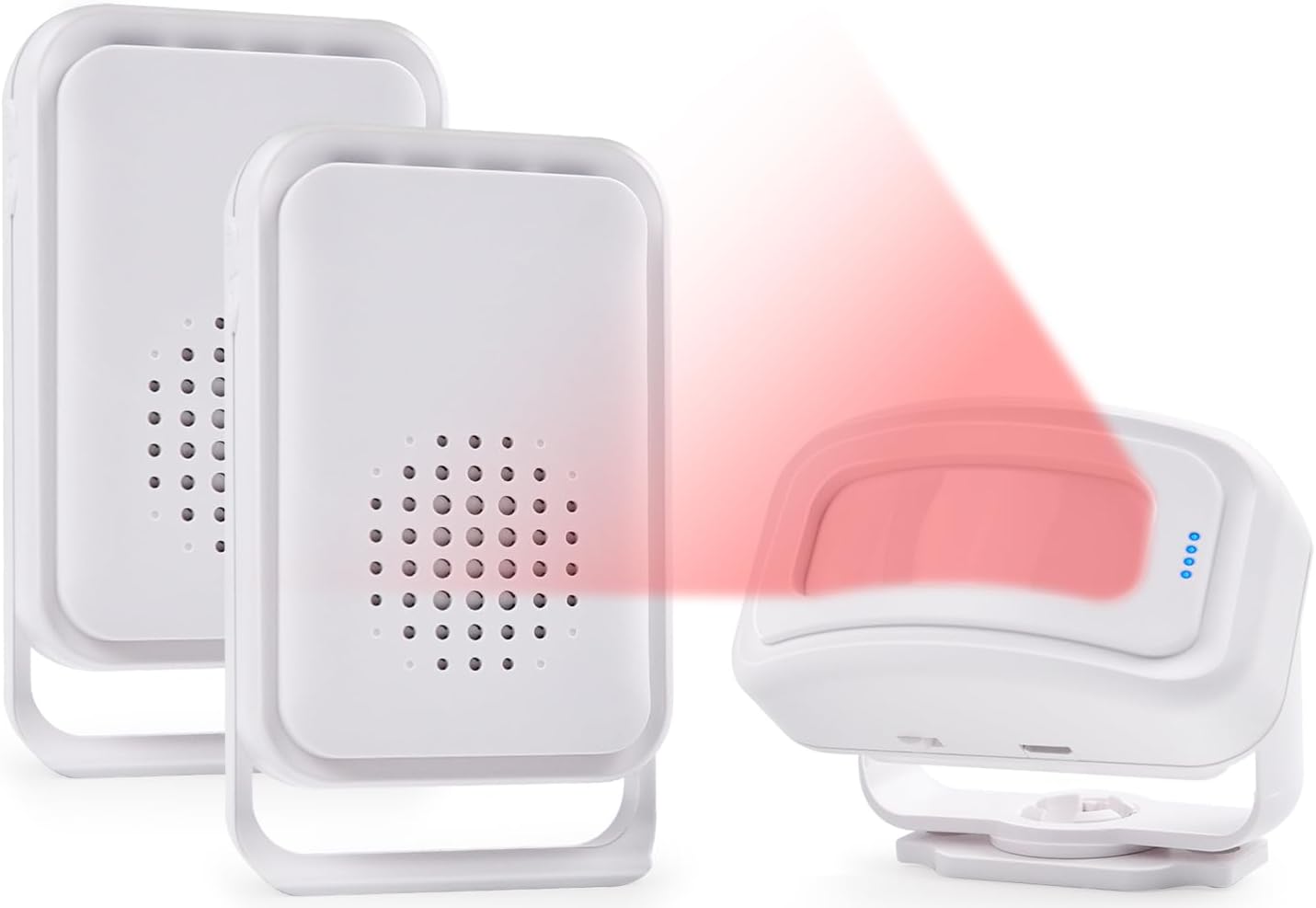 Motion Sensor Alarm Motion Detector Alarm Doorbell Indoor Alarms Business Door Entry Chime Multifunctional Door Alarms Wireless Detector with LED Indicator & Vibration (1 Sensor + 2 Receiver)