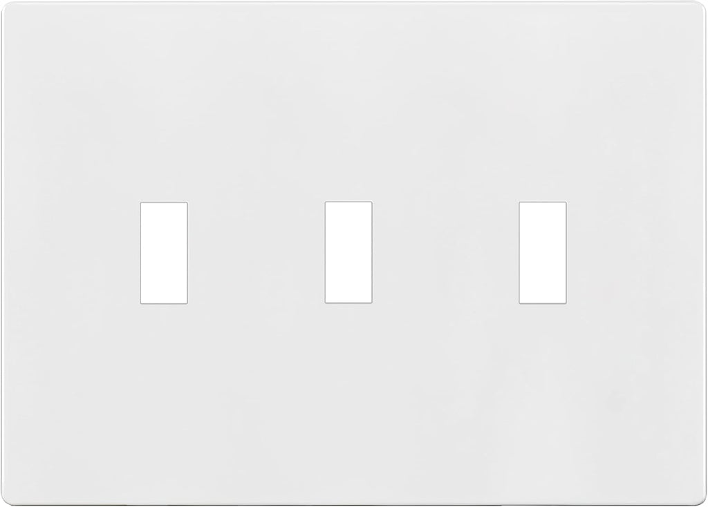 ENERLITES Screwless Triple Toggle Switch Wall Plate, Child Safe Light Switch Cover, Standard Size 3-Gang 4.68" x 6.53", Unbreakable Polycarbonate Thermoplastic, UL Listed, SI8813-W, Glossy, White