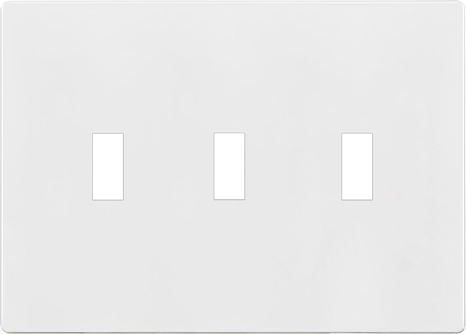 ENERLITES Screwless Triple Toggle Switch Wall Plate, Child Safe Light Switch Cover, Standard Size 3-Gang 4.68" x 6.53", Unbreakable Polycarbonate Thermoplastic, UL Listed, SI8813-W, Glossy, White
